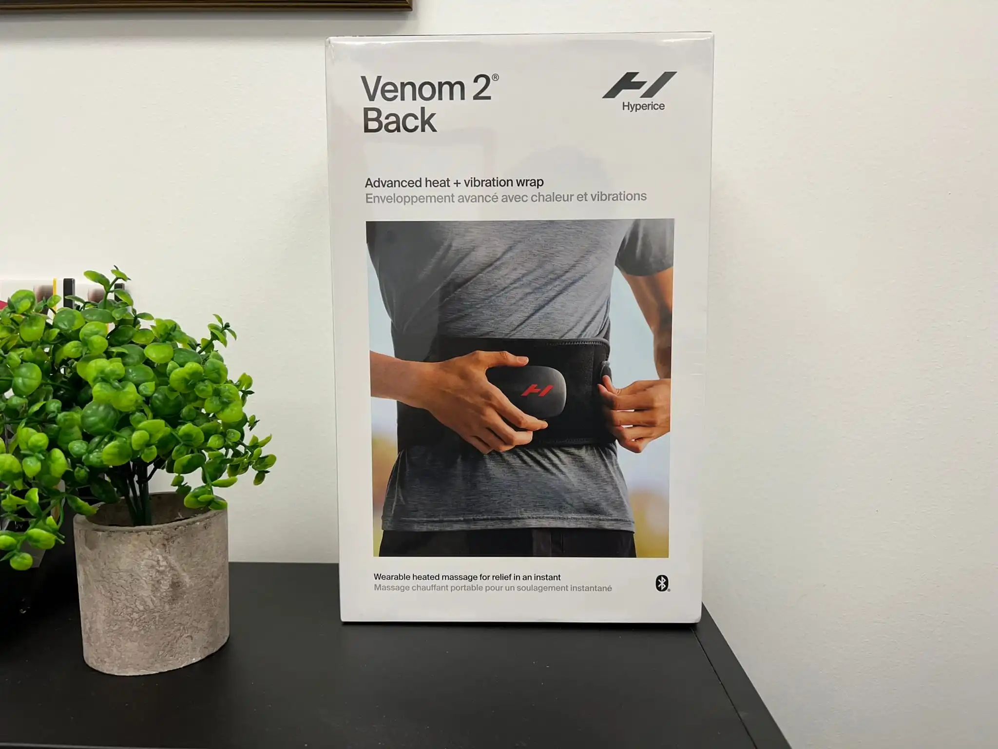 Hyperice Venom 2 Back retail box on table
